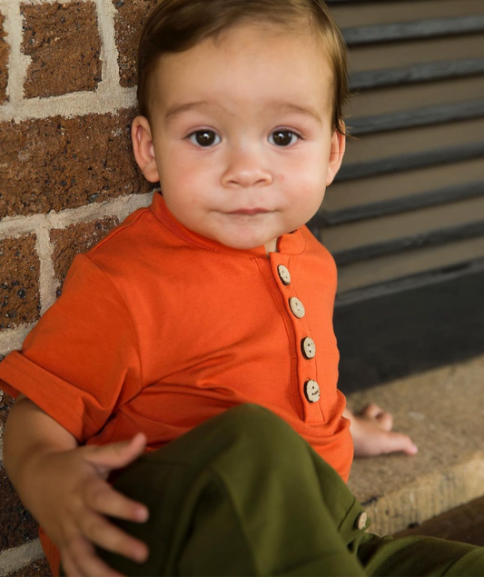 Navy Blue & Rustic Orange 100% Boys Cotton Tee