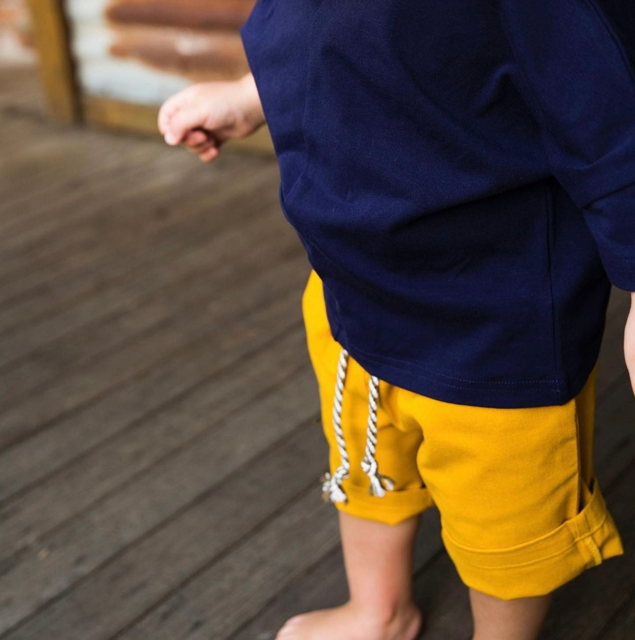 Boys Shorts With String Mustard And Khaki