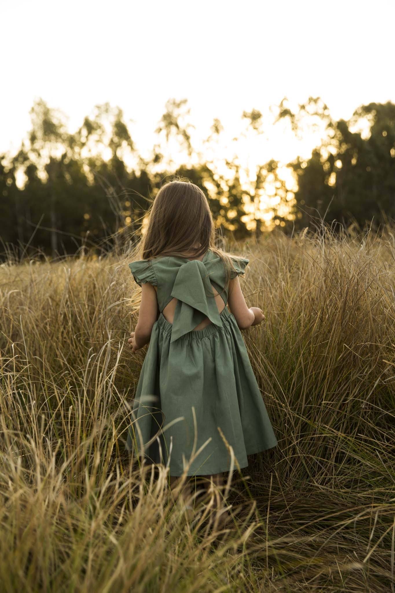 Summer Frill Dress, Plum, Rustic Red, Khaki, Forest Green, Dusty Coral & Mustard