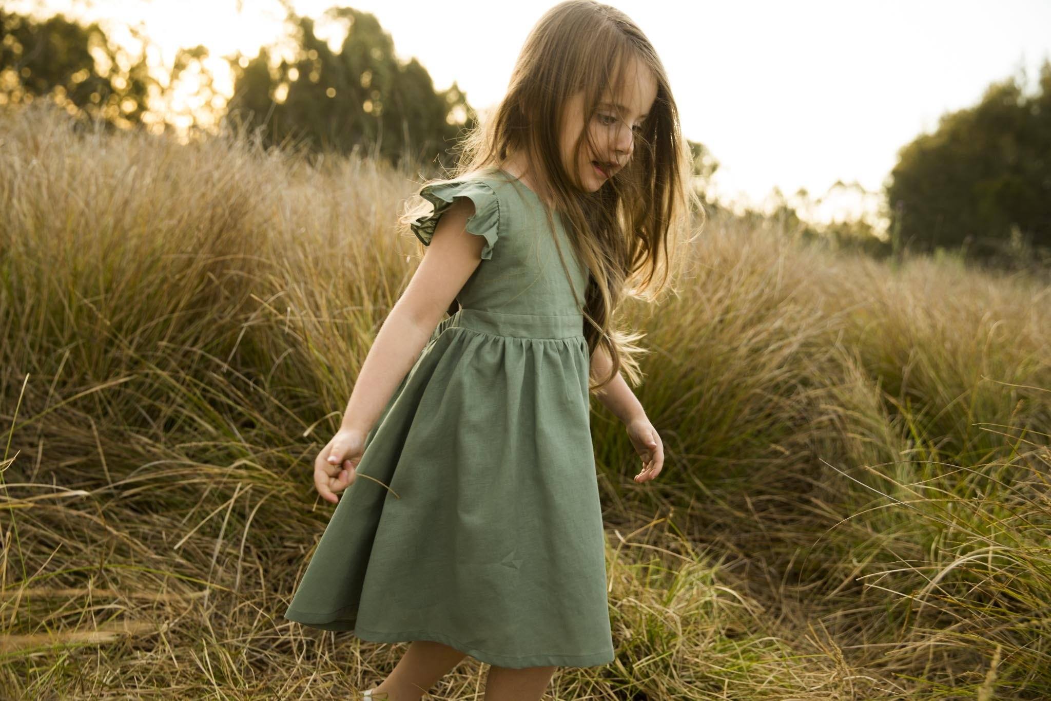 Summer Frill Dress, Plum, Rustic Red, Khaki, Forest Green, Dusty Coral & Mustard