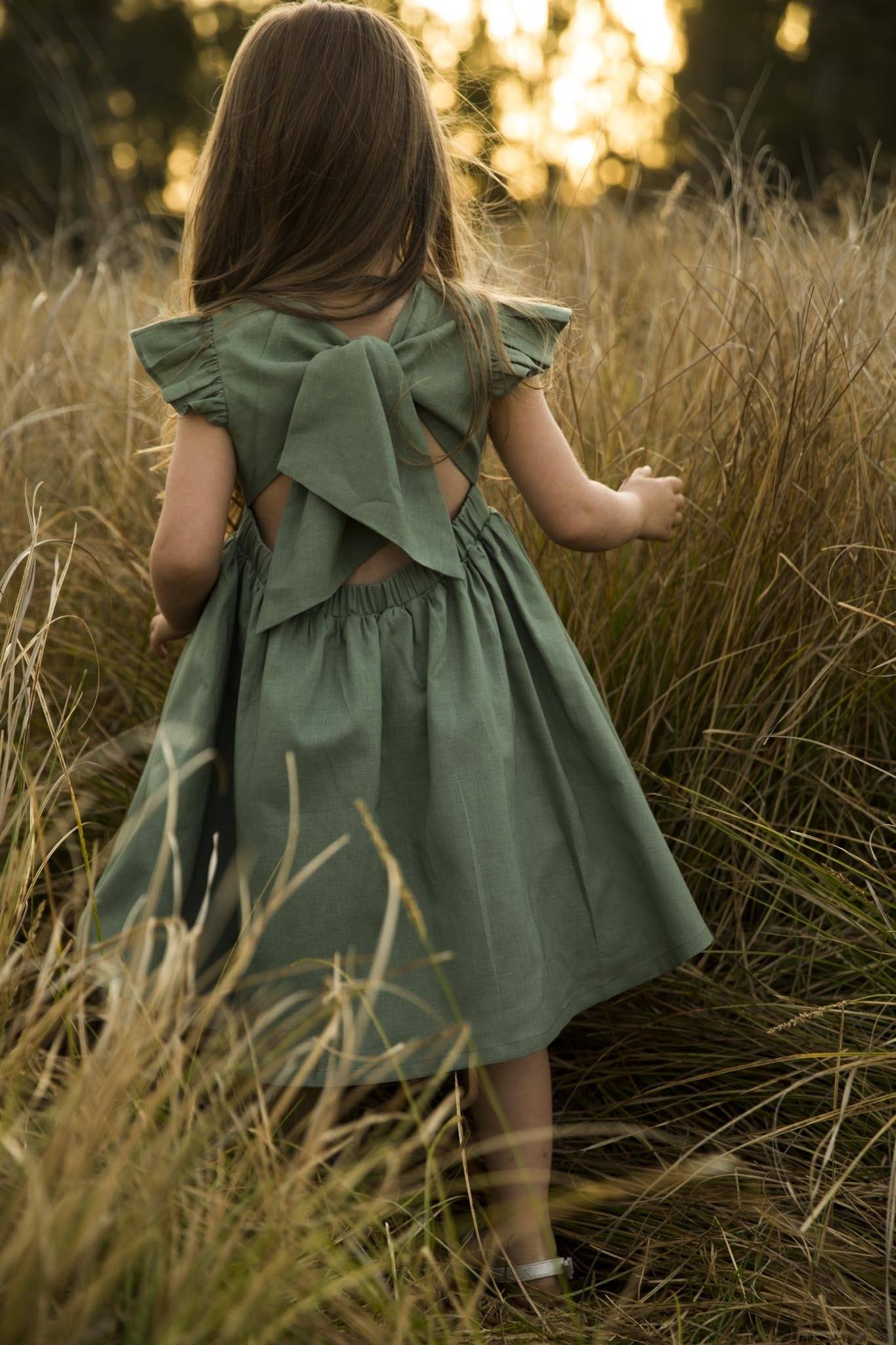 Summer Frill Dress, Plum, Rustic Red, Khaki, Forest Green, Dusty Coral & Mustard