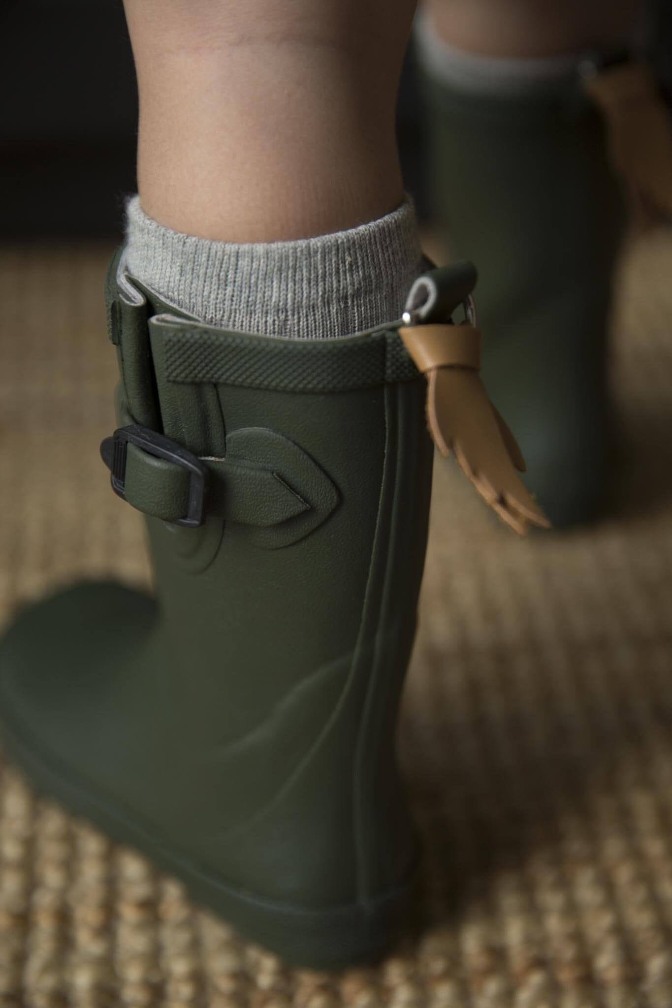 Army Green Kids Welly Gumboots